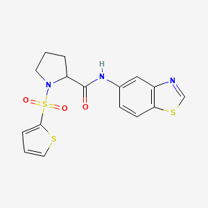 molecular formula C16H15N3O3S3 B2968707 N-(1,3-benzothiazol-5-yl)-1-(thiophene-2-sulfonyl)pyrrolidine-2-carboxamide CAS No. 1103236-81-2