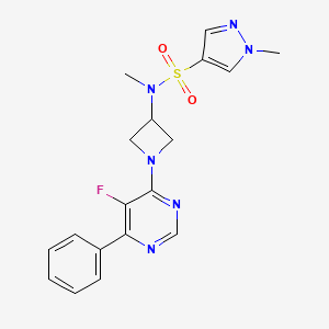molecular formula C18H19FN6O2S B2968711 N-[1-(5-fluoro-6-phenylpyrimidin-4-yl)azetidin-3-yl]-N,1-dimethyl-1H-pyrazole-4-sulfonamide CAS No. 2380186-86-5