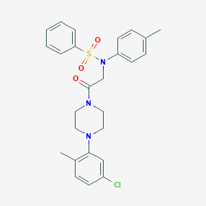 molecular formula C26H28ClN3O3S B296874 N-[2-[4-(5-chloro-2-methylphenyl)piperazin-1-yl]-2-oxoethyl]-N-(4-methylphenyl)benzenesulfonamide 