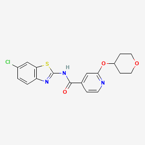molecular formula C18H16ClN3O3S B2968758 N-(6-chloro-1,3-benzothiazol-2-yl)-2-(oxan-4-yloxy)pyridine-4-carboxamide CAS No. 2034622-42-7