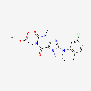 molecular formula C20H20ClN5O4 B2968770 ethyl 2-(8-(5-chloro-2-methylphenyl)-1,7-dimethyl-2,4-dioxo-1H-imidazo[2,1-f]purin-3(2H,4H,8H)-yl)acetate CAS No. 887467-77-8