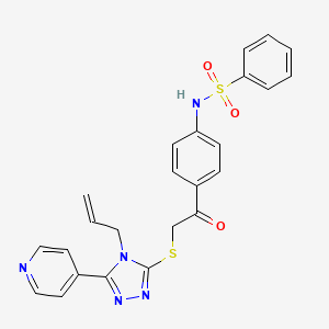 molecular formula C24H21N5O3S2 B2968783 N-(4-(2-((4-allyl-5-(pyridin-4-yl)-4H-1,2,4-triazol-3-yl)thio)acetyl)phenyl)benzenesulfonamide CAS No. 488794-59-8