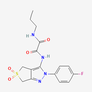 molecular formula C16H17FN4O4S B2968795 N'-[2-(4-fluorophenyl)-5,5-dioxo-2H,4H,6H-5lambda6-thieno[3,4-c]pyrazol-3-yl]-N-propylethanediamide CAS No. 899989-41-4