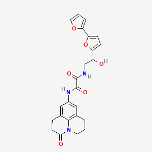 molecular formula C24H23N3O6 B2968827 N-(2-{[2,2'-bifuran]-5-yl}-2-hydroxyethyl)-N'-{2-oxo-1-azatricyclo[7.3.1.0^{5,13}]trideca-5,7,9(13)-trien-7-yl}ethanediamide CAS No. 2320544-40-7