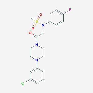 molecular formula C19H21ClFN3O3S B296884 N-[2-[4-(3-chlorophenyl)piperazin-1-yl]-2-oxoethyl]-N-(4-fluorophenyl)methanesulfonamide 