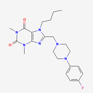 molecular formula C22H29FN6O2 B2968841 7-butyl-8-{[4-(4-fluorophenyl)piperazin-1-yl]methyl}-1,3-dimethyl-2,3,6,7-tetrahydro-1H-purine-2,6-dione CAS No. 851937-68-3