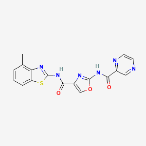 molecular formula C17H12N6O3S B2968855 N-(4-methylbenzo[d]thiazol-2-yl)-2-(pyrazine-2-carboxamido)oxazole-4-carboxamide CAS No. 1396882-30-6