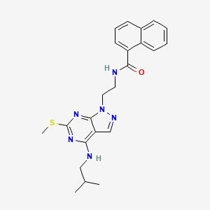 molecular formula C23H26N6OS B2968876 N-(2-(4-(isobutylamino)-6-(methylthio)-1H-pyrazolo[3,4-d]pyrimidin-1-yl)ethyl)-1-naphthamide CAS No. 946364-28-9