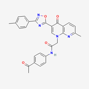 molecular formula C28H23N5O4 B2968903 N-(4-fluorophenyl)-1-(4-methylbenzyl)-1H-1,2,3-benzotriazole-5-carboxamide CAS No. 1032002-16-6