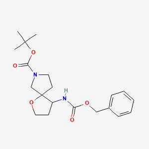 molecular formula C20H28N2O5 B2968937 Tert-butyl 4-(((benzyloxy)carbonyl)amino)-1-oxa-7-azaspiro[4.4]nonane-7-carboxylate CAS No. 2177258-34-1