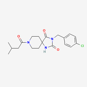 molecular formula C19H24ClN3O3 B2968950 3-[(4-chlorophenyl)methyl]-8-(3-methylbutanoyl)-1,3,8-triazaspiro[4.5]decane-2,4-dione CAS No. 1021126-80-6