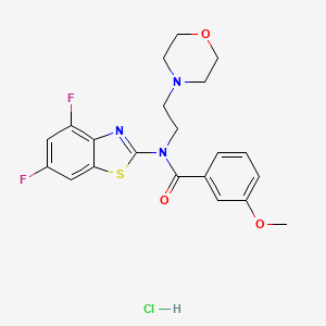 molecular formula C21H22ClF2N3O3S B2968974 N-(4,6-difluorobenzo[d]thiazol-2-yl)-3-methoxy-N-(2-morpholinoethyl)benzamide hydrochloride CAS No. 1215562-89-2