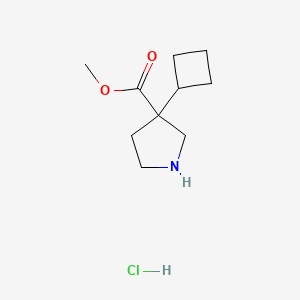 molecular formula C10H18ClNO2 B2968978 Methyl 3-cyclobutylpyrrolidine-3-carboxylate;hydrochloride CAS No. 1823422-72-5