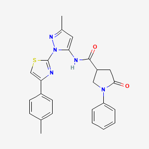 molecular formula C25H23N5O2S B2969005 N-(3-methyl-1-(4-(p-tolyl)thiazol-2-yl)-1H-pyrazol-5-yl)-5-oxo-1-phenylpyrrolidine-3-carboxamide CAS No. 1019103-32-2