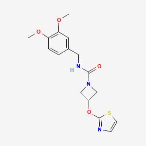 molecular formula C16H19N3O4S B2969020 N-[(3,4-dimethoxyphenyl)methyl]-3-(1,3-thiazol-2-yloxy)azetidine-1-carboxamide CAS No. 1798056-67-3