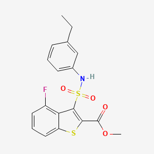 molecular formula C18H16FNO4S2 B2969023 Methyl 3-[(3-ethylphenyl)sulfamoyl]-4-fluoro-1-benzothiophene-2-carboxylate CAS No. 932464-78-3