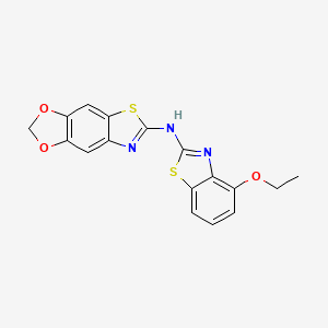 molecular formula C17H13N3O3S2 B2969025 N-(4-ethoxy-1,3-benzothiazol-2-yl)-4,6-dioxa-10-thia-12-azatricyclo[7.3.0.0^{3,7}]dodeca-1(9),2,7,11-tetraen-11-amine CAS No. 862976-63-4