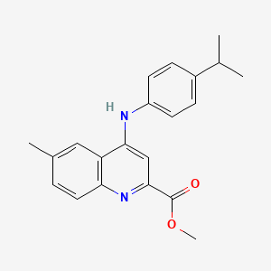 molecular formula C21H22N2O2 B2969084 Methyl 6-methyl-4-{[4-(propan-2-yl)phenyl]amino}quinoline-2-carboxylate CAS No. 1207052-00-3
