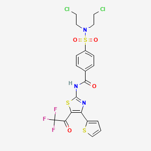 4-(N,N-bis(2-chloroethyl)sulfamoyl)-N-(4-(thiophen-2-yl)-5-(2,2,2-trifluoroacetyl)thiazol-2-yl)benzamide