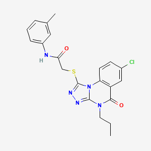 molecular formula C21H20ClN5O2S B2969154 2-((7-chloro-5-oxo-4-propyl-4,5-dihydro-[1,2,4]triazolo[4,3-a]quinazolin-1-yl)thio)-N-(m-tolyl)acetamide CAS No. 1111054-81-9