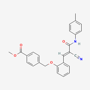 molecular formula C26H22N2O4 B2969159 methyl 4-[[2-[(E)-2-cyano-3-(4-methylanilino)-3-oxoprop-1-enyl]phenoxy]methyl]benzoate CAS No. 1164534-66-0