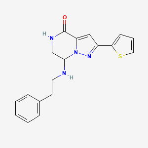 B2969200 7-[(2-phenylethyl)amino]-2-(2-thienyl)-6,7-dihydropyrazolo[1,5-a]pyrazin-4(5H)-one CAS No. 2109478-84-2