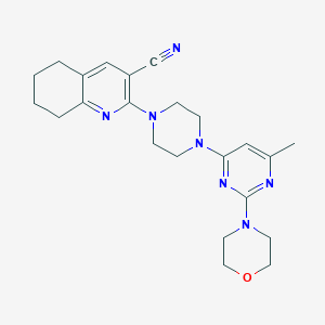 molecular formula C23H29N7O B2969201 2-{4-[6-Methyl-2-(morpholin-4-yl)pyrimidin-4-yl]piperazin-1-yl}-5,6,7,8-tetrahydroquinoline-3-carbonitrile CAS No. 2415518-34-0