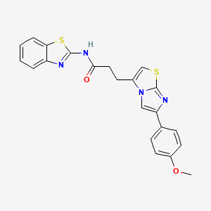 molecular formula C22H18N4O2S2 B2969244 N-(1,3-benzothiazol-2-yl)-3-[6-(4-methoxyphenyl)imidazo[2,1-b][1,3]thiazol-3-yl]propanamide CAS No. 1171678-77-5