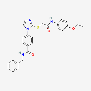 molecular formula C27H26N4O3S B2969316 N-benzyl-4-[2-({[(4-ethoxyphenyl)carbamoyl]methyl}sulfanyl)-1H-imidazol-1-yl]benzamide CAS No. 1226446-95-2