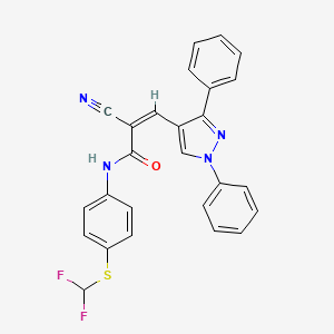 (Z)-2-Cyano-N-[4-(difluoromethylsulfanyl)phenyl]-3-(1,3-diphenylpyrazol-4-yl)prop-2-enamide