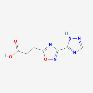 molecular formula C7H7N5O3 B2969376 3-[3-(4H-1,2,4-triazol-3-yl)-1,2,4-oxadiazol-5-yl]propanoic acid CAS No. 1038356-87-4