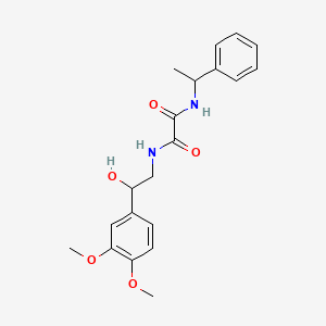 molecular formula C20H24N2O5 B2969392 N-[2-(3,4-dimethoxyphenyl)-2-hydroxyethyl]-N'-(1-phenylethyl)ethanediamide CAS No. 1797620-27-9