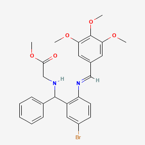 molecular formula C26H27BrN2O5 B2969399 methyl 2-[({5-bromo-2-[(E)-[(3,4,5-trimethoxyphenyl)methylidene]amino]phenyl}(phenyl)methyl)amino]acetate CAS No. 364051-39-8