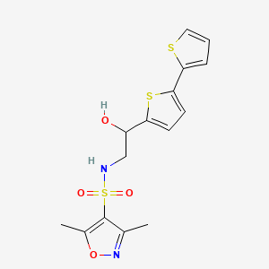 molecular formula C15H16N2O4S3 B2969411 N-(2-{[2,2'-bithiophene]-5-yl}-2-hydroxyethyl)-3,5-dimethyl-1,2-oxazole-4-sulfonamide CAS No. 2097862-29-6
