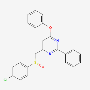 molecular formula C23H17ClN2O2S B2969415 4-[(4-Chlorophenyl)sulfinylmethyl]-6-phenoxy-2-phenylpyrimidine CAS No. 306980-56-3