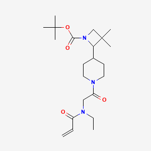 molecular formula C22H37N3O4 B2969417 Tert-butyl 2-[1-[2-[ethyl(prop-2-enoyl)amino]acetyl]piperidin-4-yl]-3,3-dimethylazetidine-1-carboxylate CAS No. 2361875-70-7