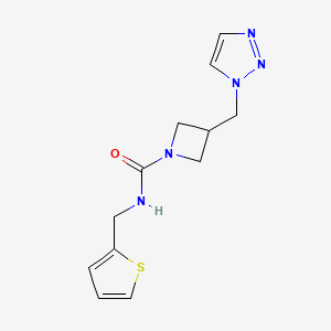 molecular formula C12H15N5OS B2969459 N-[(thiophen-2-yl)methyl]-3-[(1H-1,2,3-triazol-1-yl)methyl]azetidine-1-carboxamide CAS No. 2320464-74-0