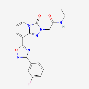 molecular formula C19H17FN6O3 B2969490 2-{8-[3-(3-fluorophenyl)-1,2,4-oxadiazol-5-yl]-3-oxo-2H,3H-[1,2,4]triazolo[4,3-a]pyridin-2-yl}-N-(propan-2-yl)acetamide CAS No. 1261017-28-0