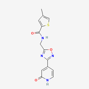 molecular formula C14H12N4O3S B2969565 4-methyl-N-((3-(2-oxo-1,2-dihydropyridin-4-yl)-1,2,4-oxadiazol-5-yl)methyl)thiophene-2-carboxamide CAS No. 2034464-96-3