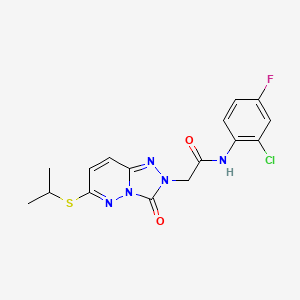 molecular formula C16H15ClFN5O2S B2969584 N-(2-chloro-4-fluorophenyl)-2-[3-oxo-6-(propan-2-ylsulfanyl)-2H,3H-[1,2,4]triazolo[4,3-b]pyridazin-2-yl]acetamide CAS No. 1040652-68-3