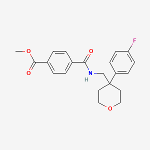 molecular formula C21H22FNO4 B2969595 methyl 4-({[4-(4-fluorophenyl)oxan-4-yl]methyl}carbamoyl)benzoate CAS No. 1251698-12-0
