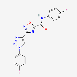 molecular formula C17H10F2N6O2 B2969614 N-(4-fluorophenyl)-3-[1-(4-fluorophenyl)-1H-1,2,3-triazol-4-yl]-1,2,4-oxadiazole-5-carboxamide CAS No. 1251684-36-2
