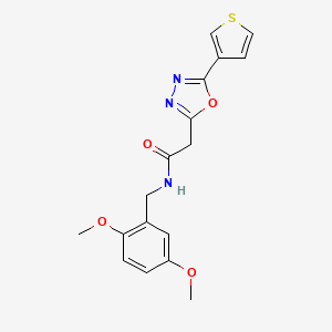 molecular formula C17H17N3O4S B2969640 N-[(2,5-dimethoxyphenyl)methyl]-2-[5-(thiophen-3-yl)-1,3,4-oxadiazol-2-yl]acetamide CAS No. 1251681-33-0