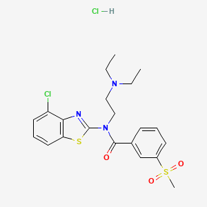 molecular formula C21H25Cl2N3O3S2 B2969646 N-(4-CHLORO-1,3-BENZOTHIAZOL-2-YL)-N-[2-(DIETHYLAMINO)ETHYL]-3-METHANESULFONYLBENZAMIDE HYDROCHLORIDE CAS No. 1216516-85-6