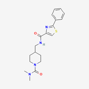 molecular formula C19H24N4O2S B2969700 N,N-dimethyl-4-{[(2-phenyl-1,3-thiazol-4-yl)formamido]methyl}piperidine-1-carboxamide CAS No. 2034295-25-3