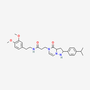 molecular formula C28H32N4O4 B2969740 N-[2-(3,4-dimethoxyphenyl)ethyl]-3-{4-oxo-2-[4-(propan-2-yl)phenyl]-4H,5H-pyrazolo[1,5-a]pyrazin-5-yl}propanamide CAS No. 1326806-78-3