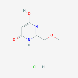molecular formula C6H9ClN2O3 B2969773 6-Hydroxy-2-(methoxymethyl)-3,4-dihydropyrimidin-4-one hydrochloride CAS No. 1461714-81-7