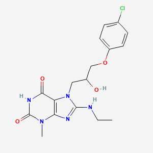 molecular formula C17H20ClN5O4 B2969843 7-[3-(4-Chlorophenoxy)-2-hydroxypropyl]-8-(ethylamino)-3-methylpurine-2,6-dione CAS No. 331675-31-1