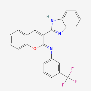 molecular formula C23H14F3N3O B2969847 (2Z)-3-(1H-1,3-benzodiazol-2-yl)-N-[3-(trifluoromethyl)phenyl]-2H-chromen-2-imine CAS No. 313668-92-7