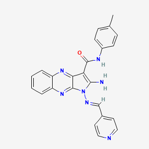 (E)-2-amino-1-((pyridin-4-ylmethylene)amino)-N-(p-tolyl)-1H-pyrrolo[2,3-b]quinoxaline-3-carboxamide